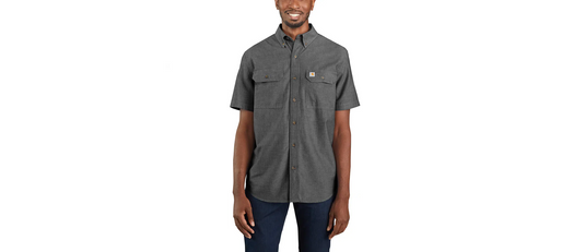 Carhartt Men's Fort Loose Short Sleeve Shirt Black Chambray 104369-N74