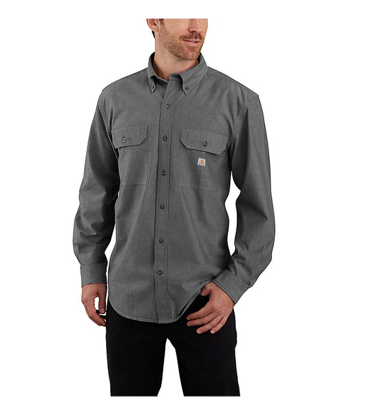 Carhartt Men's Fort Loose Long Sleeve Shirt Black Chambray 104368-N74