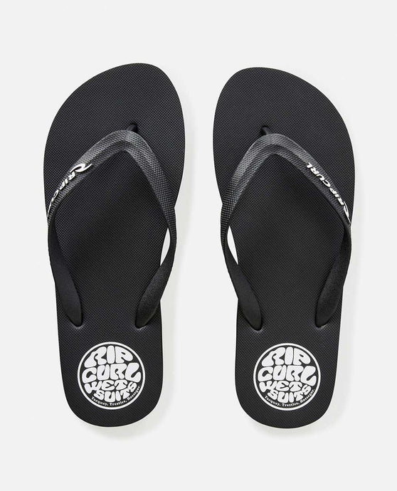 Rip Curl Men's Icons Of Surf Bloom Open Toe Flip Flops Black/White 1AKMOT-0431