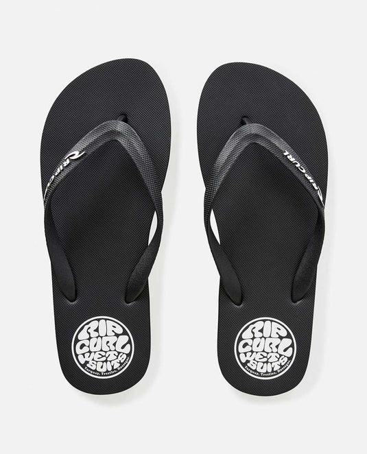 Rip Curl Men's Icons Of Surf Bloom Open Toe Flip Flops Black/White 1AKMOT-0431