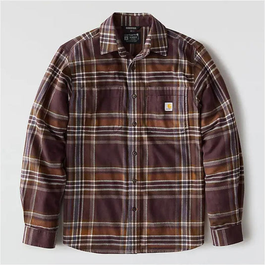 Carhartt Mens' Rugged Flex™ Relaxed Fit Midweight Flannel Long-Sleeve Plaid Shirt Dark Sepia 107010-BB3