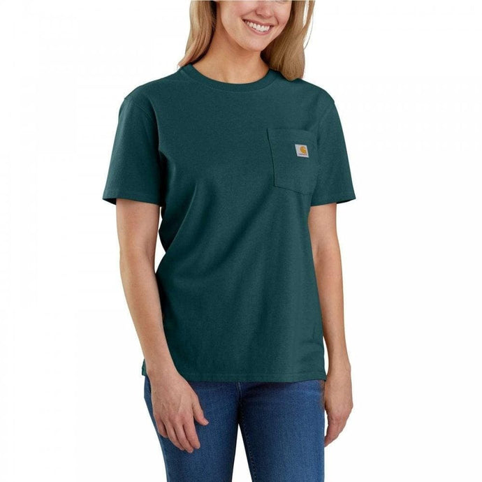 Carhartt Womens' Loose Fit Heavyweight Short-Sleeve Pocket T-Shirt Greenstone 103067-GM1