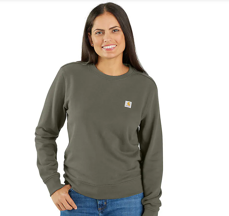 Load image into Gallery viewer, Carhartt Women's Tencel Fiber Series Crewneck Sweatshirt Dusty Olive 106179-DOV
