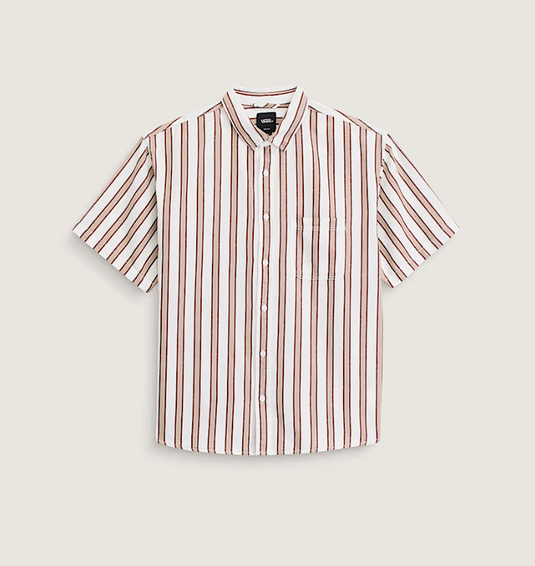 Vans Men's Lawson Stripe Shirt White/Potting Soil Brown VN000TADGCQ
