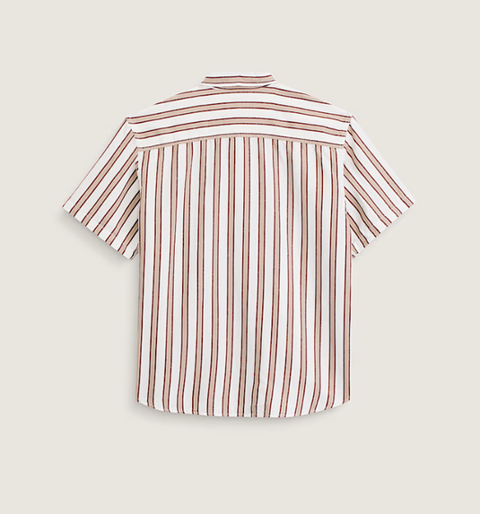 Vans Men's Lawson Stripe Shirt White/Potting Soil Brown VN000TADGCQ