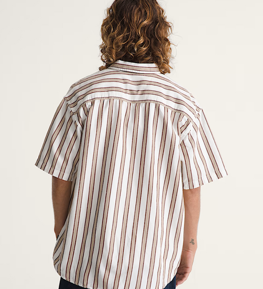 Vans Men's Lawson Stripe Shirt White/Potting Soil Brown VN000TADGCQ