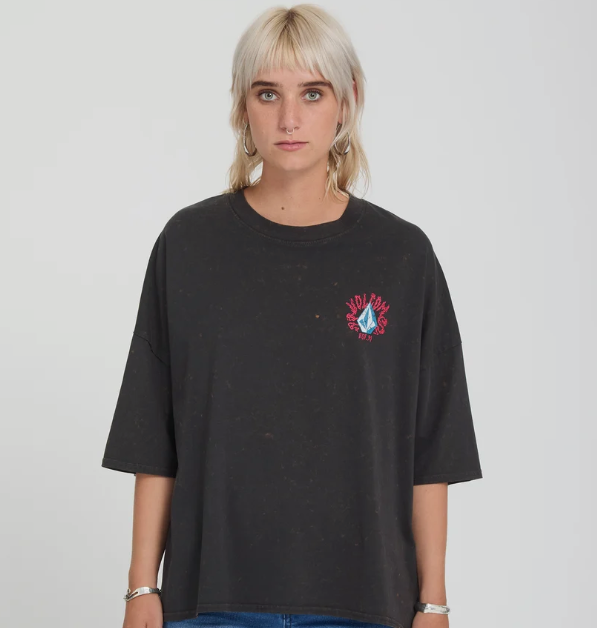 Load image into Gallery viewer, Volcom Women's Voltrip T-Shirt Vintage Black B3532605_VBK
