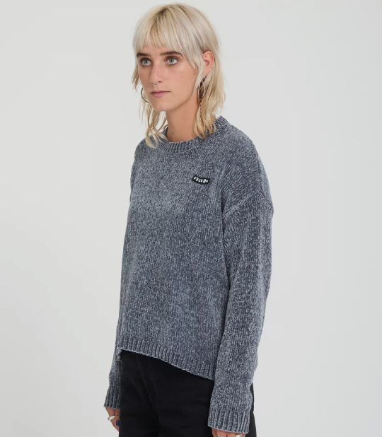 Load image into Gallery viewer, Volcom Women's Bubble Tease Sweater Storm Blue B0732601_SRB
