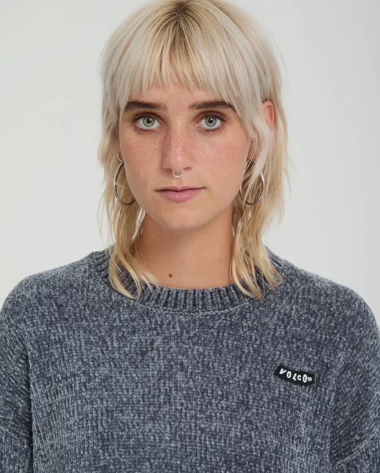Load image into Gallery viewer, Volcom Women's Bubble Tease Sweater Storm Blue B0732601_SRB
