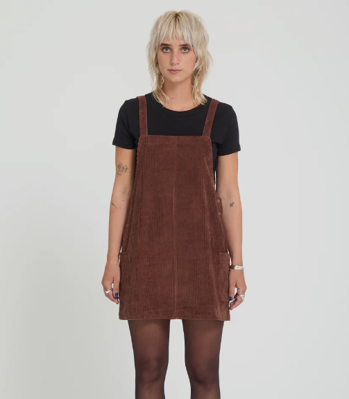 Load image into Gallery viewer, Volcom Women's Power Corduroy Dress Tobacco Brown B1332603_TBB
