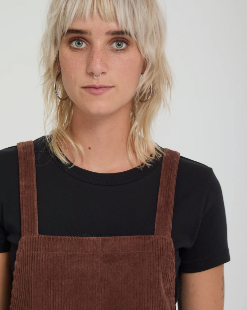 Load image into Gallery viewer, Volcom Women's Power Corduroy Dress Tobacco Brown B1332603_TBB
