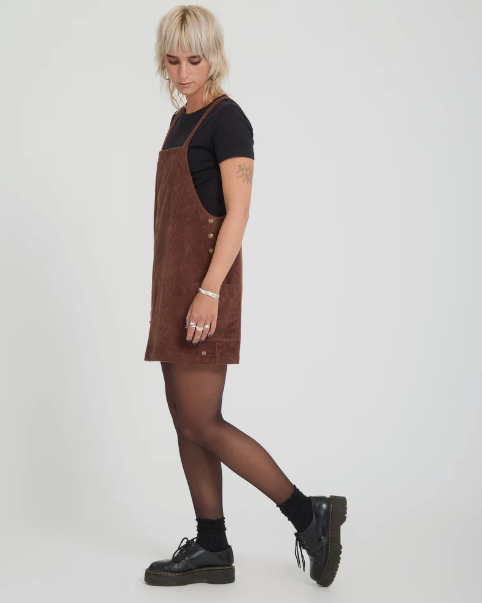 Volcom Women's Power Corduroy Dress Tobacco Brown B1332603_TBB