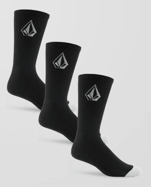 Volcom Men's Full Stone Socks (3 pack) Black D6312610-BLK