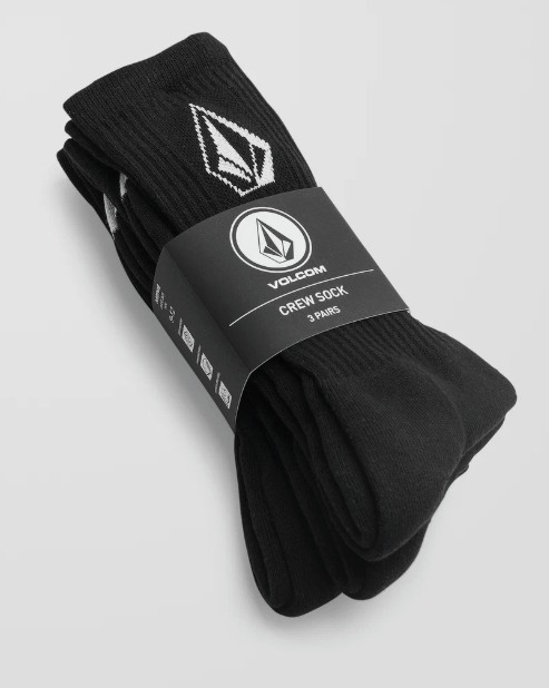 Load image into Gallery viewer, Volcom Men's Full Stone Socks (3 pack) Black D6312610-BLK
