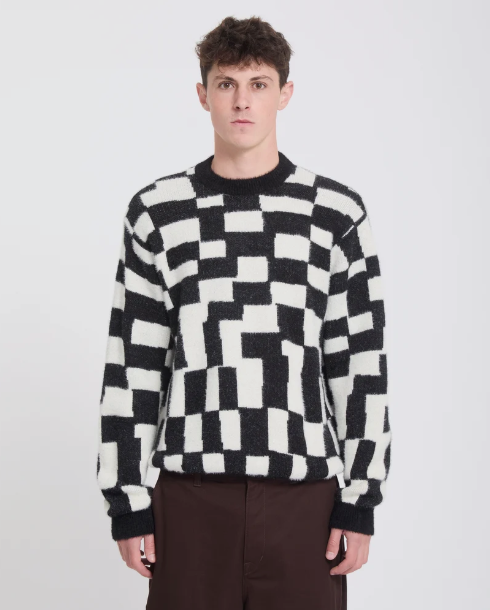 Load image into Gallery viewer, Volcom Unisex Carrau Check Sweater Black A0732609-BLK
