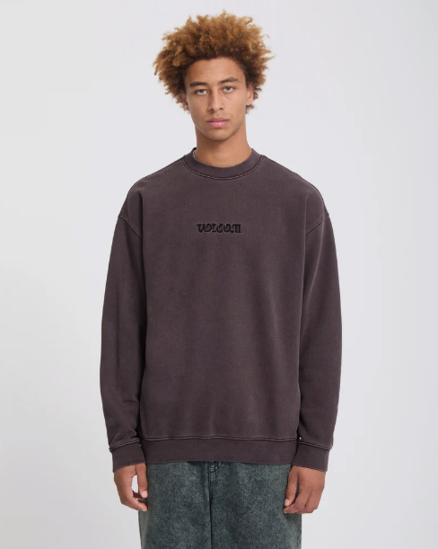 Load image into Gallery viewer, Volcom Men's Big Stone Sweatshirt Raisin A4632608-RSN
