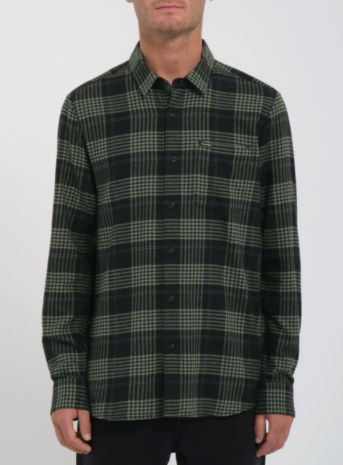Load image into Gallery viewer, Volcom Men's Caden Plaid Long Sleeve Shirt Winter Moss A0532602-WMS
