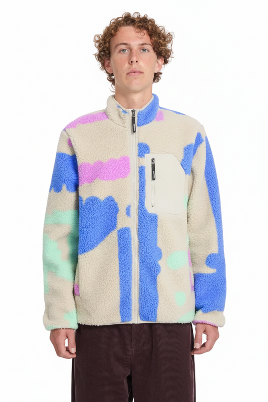 Volcom Men's Carrau Fuzzar Zip Sherpa Jacket Multi A4832605-MLT