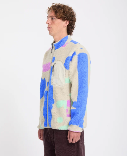 Load image into Gallery viewer, Volcom Men's Carrau Fuzzar Zip Sherpa Jacket Multi A4832605-MLT

