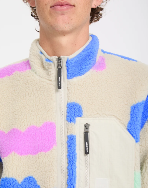 Volcom Men's Carrau Fuzzar Zip Sherpa Jacket Multi A4832605-MLT
