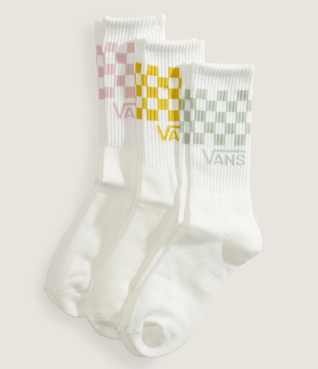 Load image into Gallery viewer, Vans Unisex Classic Check Crew Socks (3 Pairs) White VN000QBUGRV
