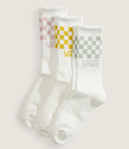 Vans Unisex Classic Check Crew Socks (3 Pairs) White VN000QBUGRV