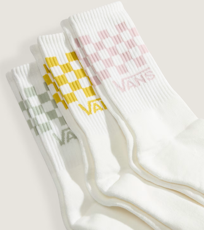 Load image into Gallery viewer, Vans Unisex Classic Check Crew Socks (3 Pairs) White VN000QBUGRV
