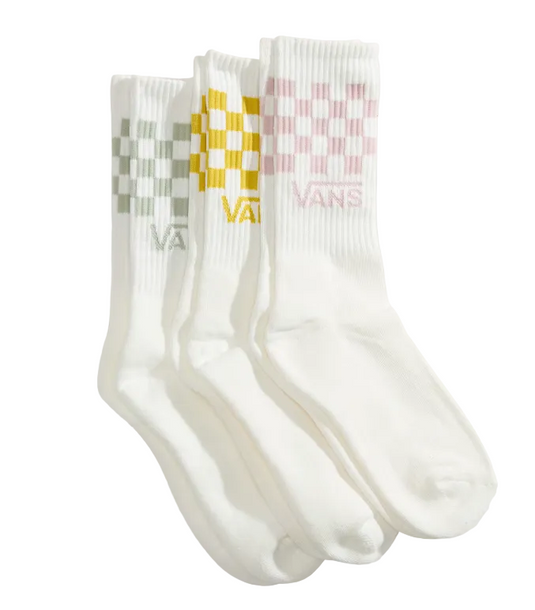 Vans Unisex Classic Check Crew Socks (3 Pairs) White VN000QBUGRV