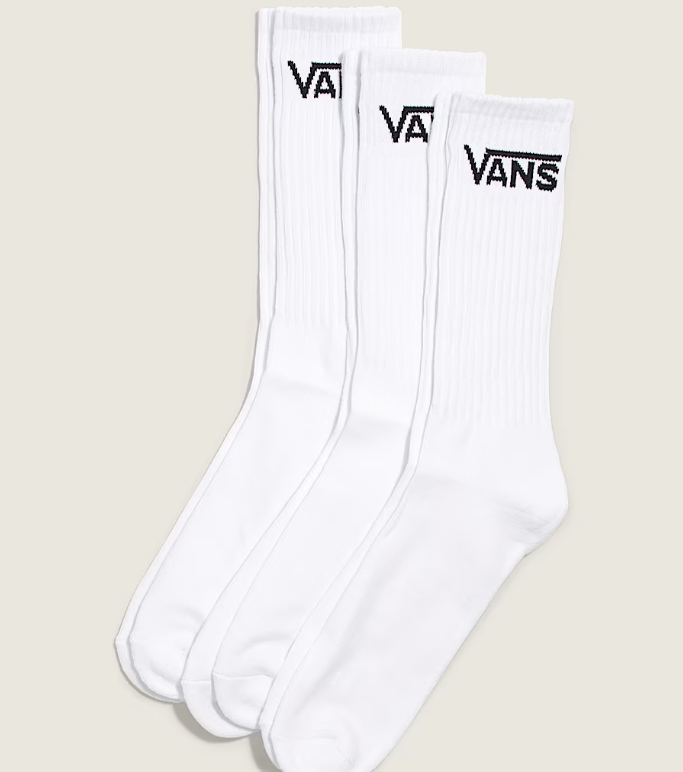 Vans Unisex Classic Crew Socks (3 pairs) White VN000QBVWHT