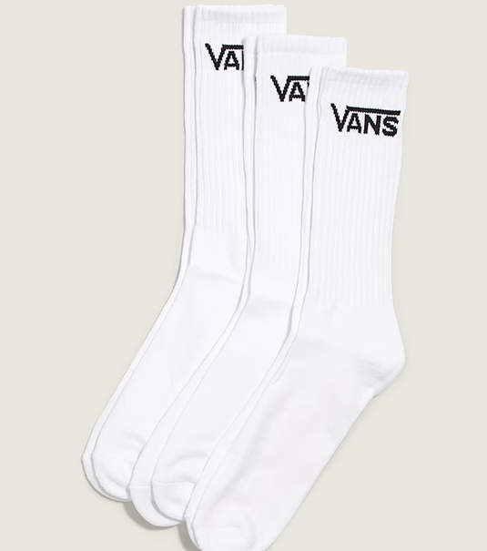 Vans Unisex Classic Crew Socks (3 pairs) White VN000QBVWHT