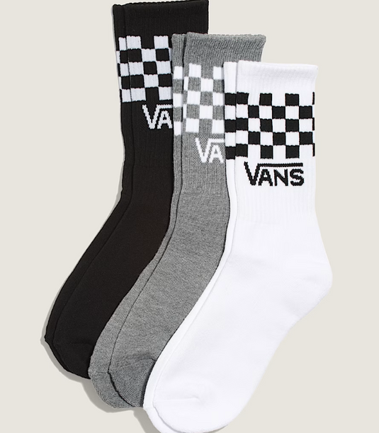 Vans Unisex Classic Check Crew Socks (3 Pairs) Black/White VN000QBUY28