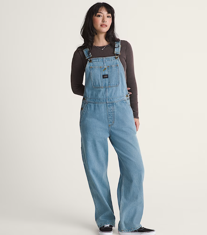 Load image into Gallery viewer, Vans Women's Chore Denim Overall Jumpsuit Light Stonewash VN000VPTTTJ

