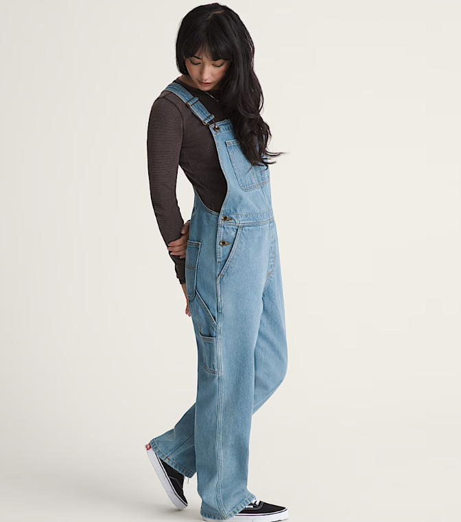 Load image into Gallery viewer, Vans Women's Chore Denim Overall Jumpsuit Light Stonewash VN000VPTTTJ
