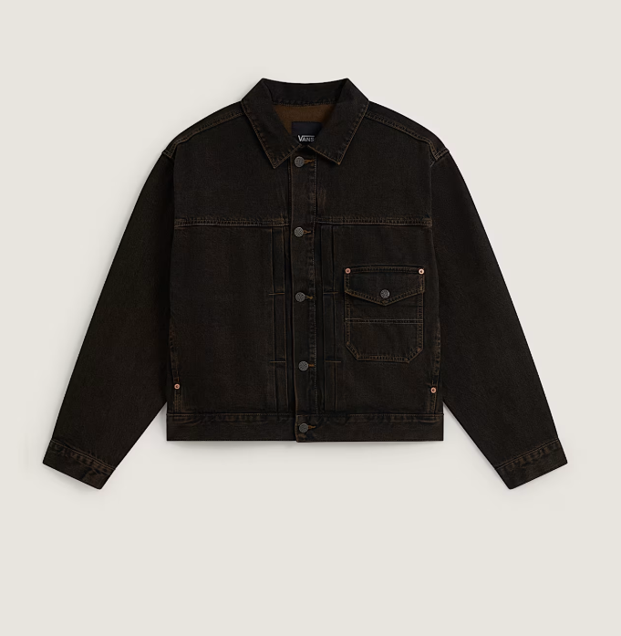 Load image into Gallery viewer, Vans Men's  Denim Trucker Jacket Black/Vintage Cocoa VN000UB4HTP
