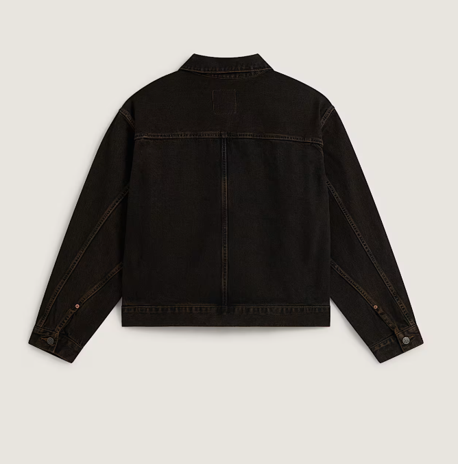 Load image into Gallery viewer, Vans Men's  Denim Trucker Jacket Black/Vintage Cocoa VN000UB4HTP

