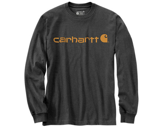 Carhartt Men's Dearborn Relaxed Long Sleeve Logo T-shirt Carbon Heather/Carhartt Gold 104107-EE8