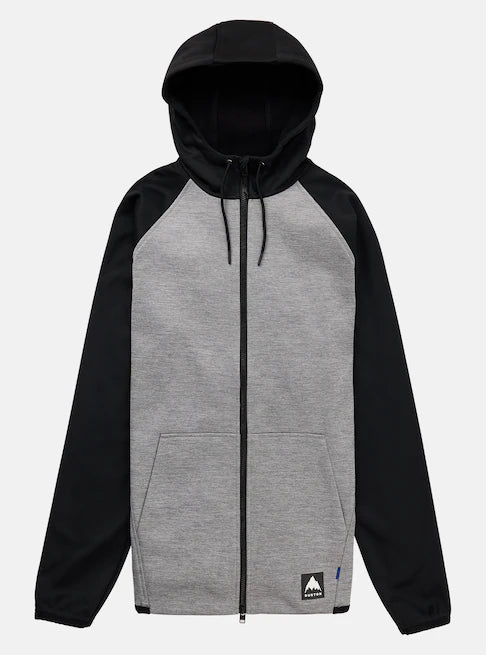 Burton Men's Crown Weatherproof Full-Zip Fleece Hoodie Gray Heather/True Black 2202316G14