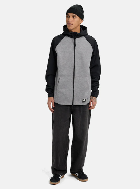 Burton Men's Crown Weatherproof Full-Zip Fleece Hoodie Gray Heather/True Black 2202316G14