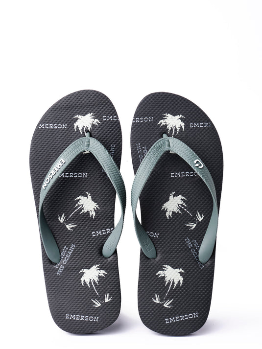 Emerson Men's Tahiti Flip Flops Black/Army Green 221.EM95.13-Pr299-Black-Army-Green