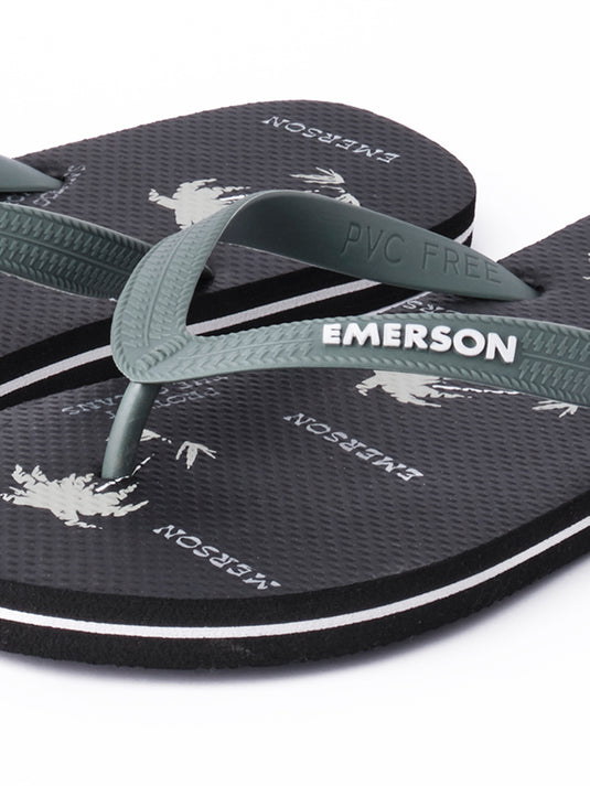 Emerson Men's Tahiti Flip Flops Black/Army Green 221.EM95.13-Pr299-Black-Army-Green