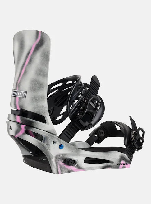 Load image into Gallery viewer, Burton Men&#39;s Cartel X Re:Flex Snowboard Bindings Gray/Pink 22230004022

