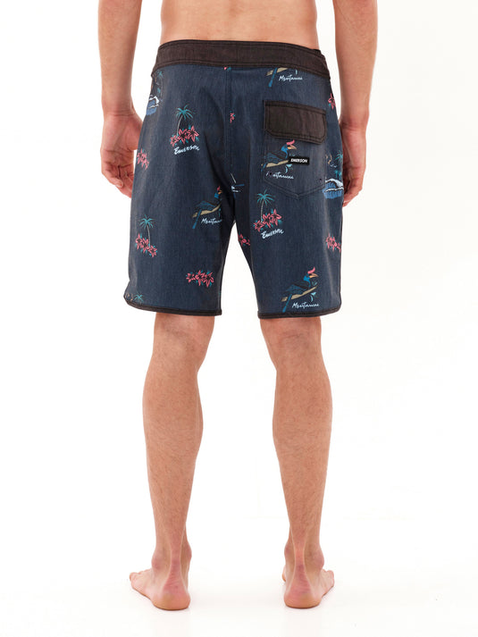 Emerson Men's Tropical Scallop Boardshorts 49 cm Navy Blue 231.EM525.25-Pr360-Navy-Blue