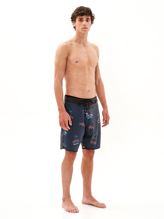 Emerson Men's Tropical Scallop Boardshorts 49 cm Navy Blue 231.EM525.25-Pr360-Navy-Blue