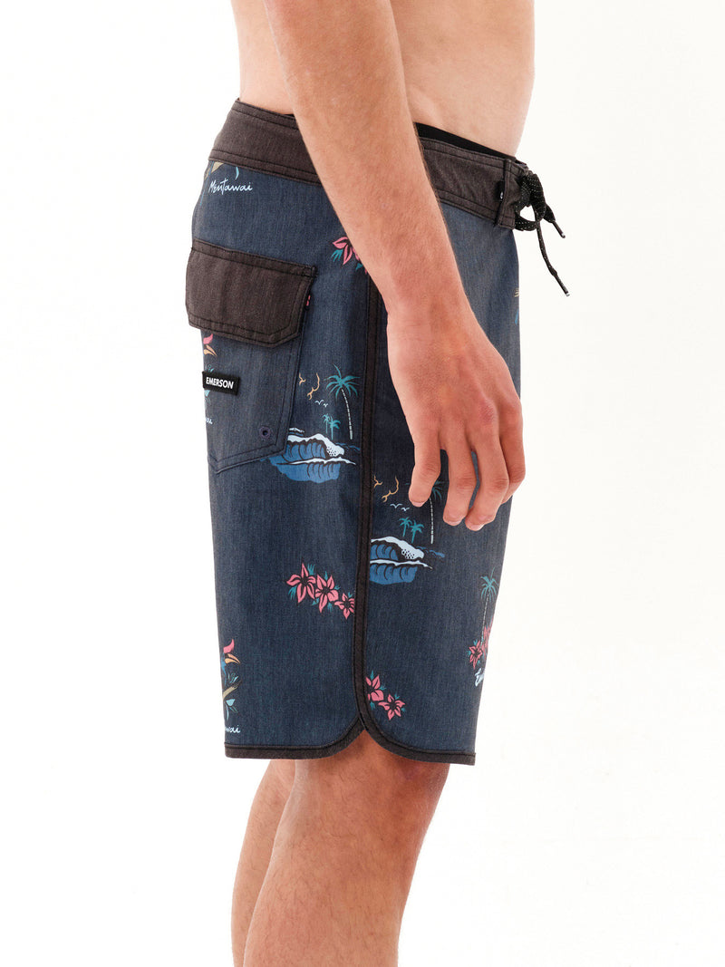 Load image into Gallery viewer, Emerson Men's Tropical Scallop Boardshorts 49 cm Navy Blue 231.EM525.25-Pr360-Navy-Blue
