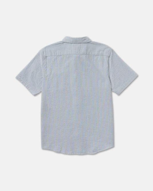 RVCA Men's That'll Do Seersucker Short Sleeve Shirt Vintage Navy 23A041603-VNY