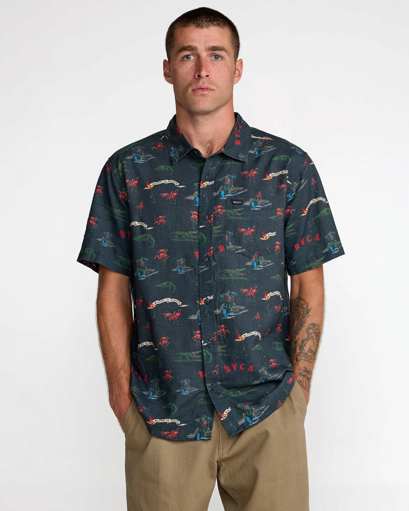 Load image into Gallery viewer, RVCA Men's Reception Short Sleeve Shirt Multi 23A041609-MUL
