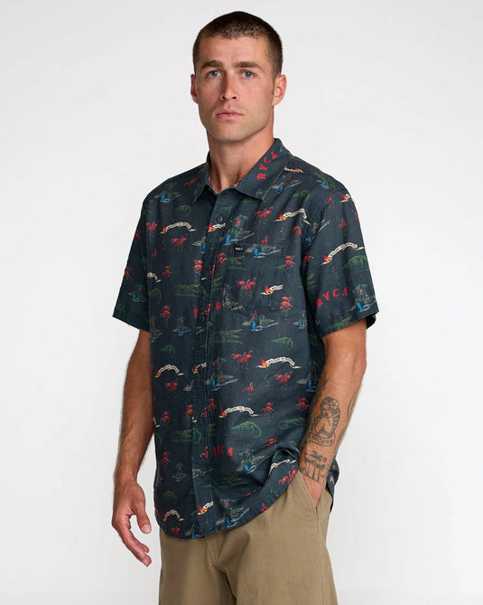 RVCA Men's Reception Short Sleeve Shirt Multi 23A041609-MUL