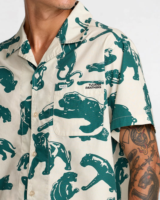 RVCA Men's TJP All Over Short Sleeve Shirt Ceramic 23A041611-CER