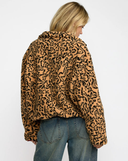 RVCA Women's Oh Hush Sherpa Fleece Ochre Print 23B153506-OCR