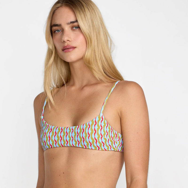 Load image into Gallery viewer, RVCA Women's Slow Going Bralette Bikini Top Crystal Blue 23O181603-CRY
